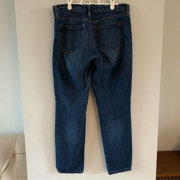 Boyfriend Jeans Size 27 4 LOFT Dark Wash Blue Denim Pants Button Fly 100% Cotton - Picture 4 of 8